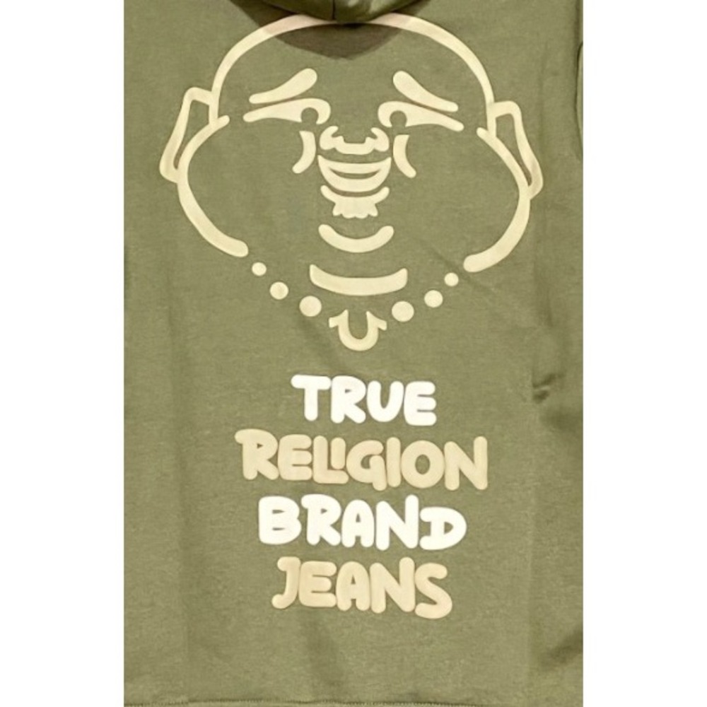 True Religion Buddha Floating PO Hoodie Pullover Olive Green Mens Size S NWT - Picture 4 of 8